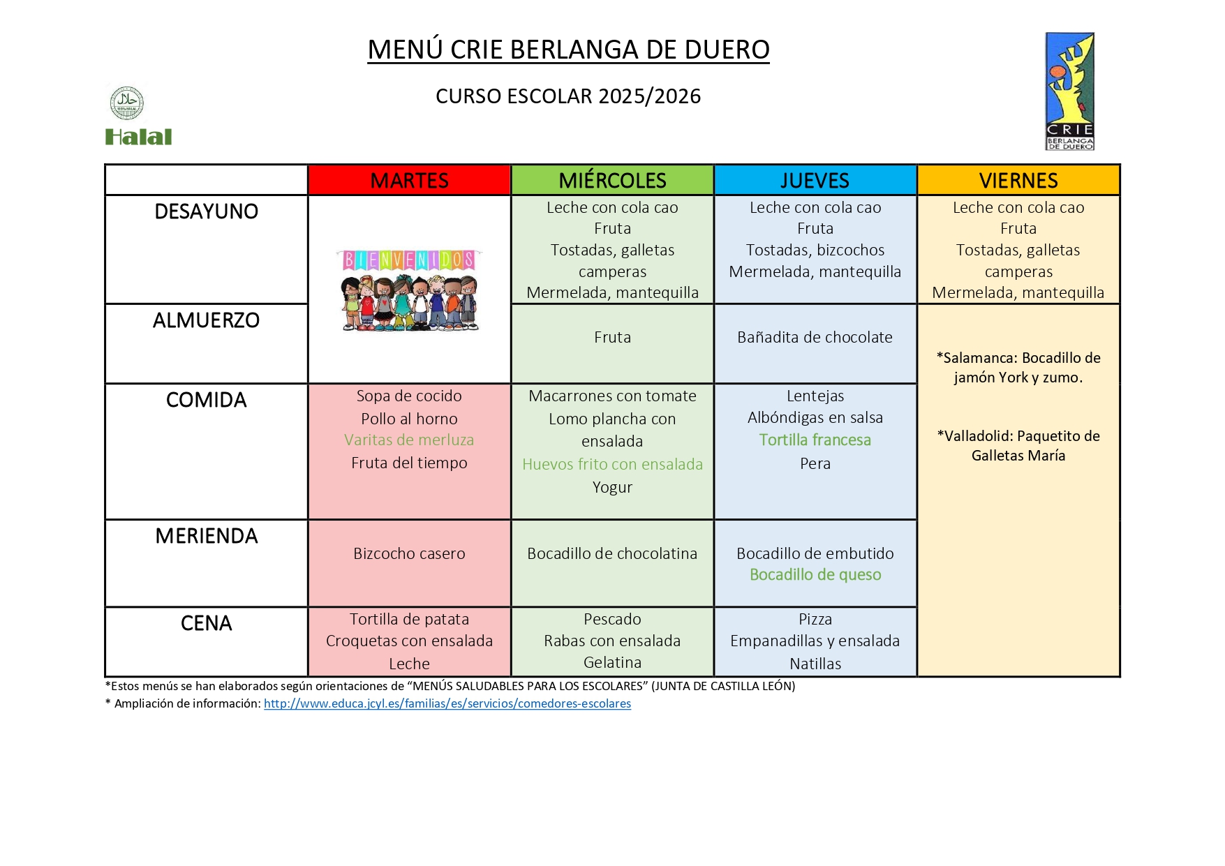 MENÚ CRIE 25 26