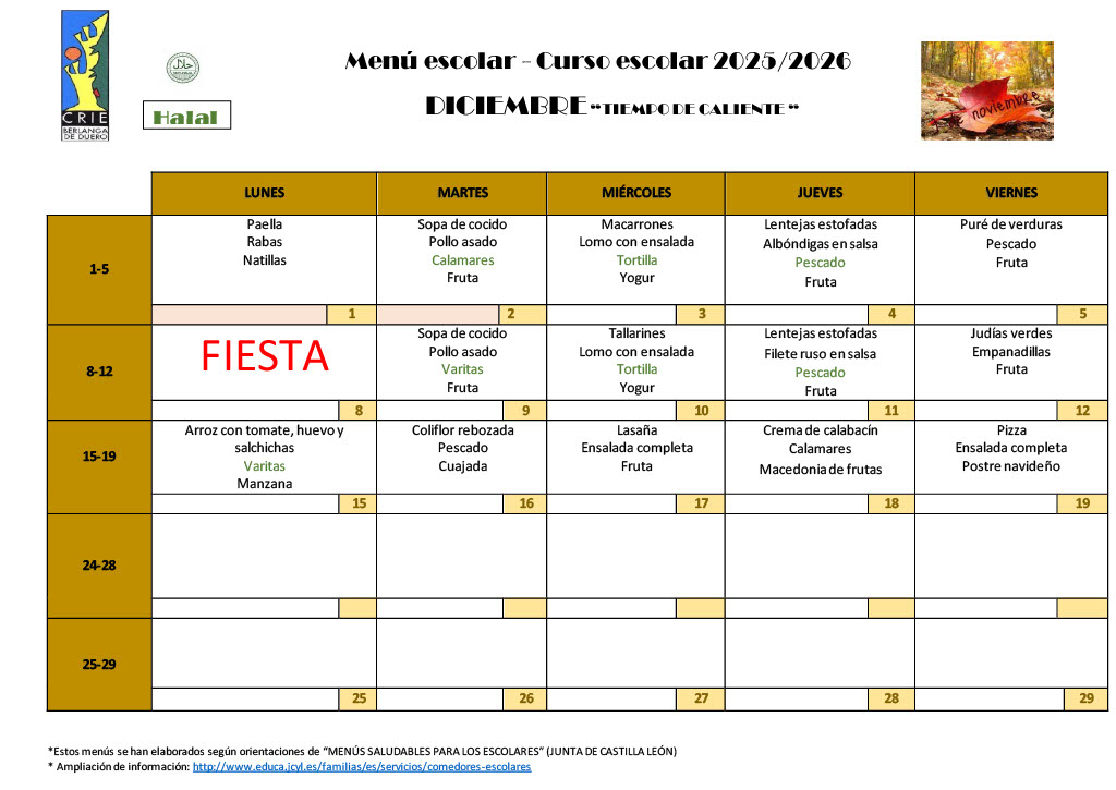 Menu Diciembre 25 Menu Diciembre 25